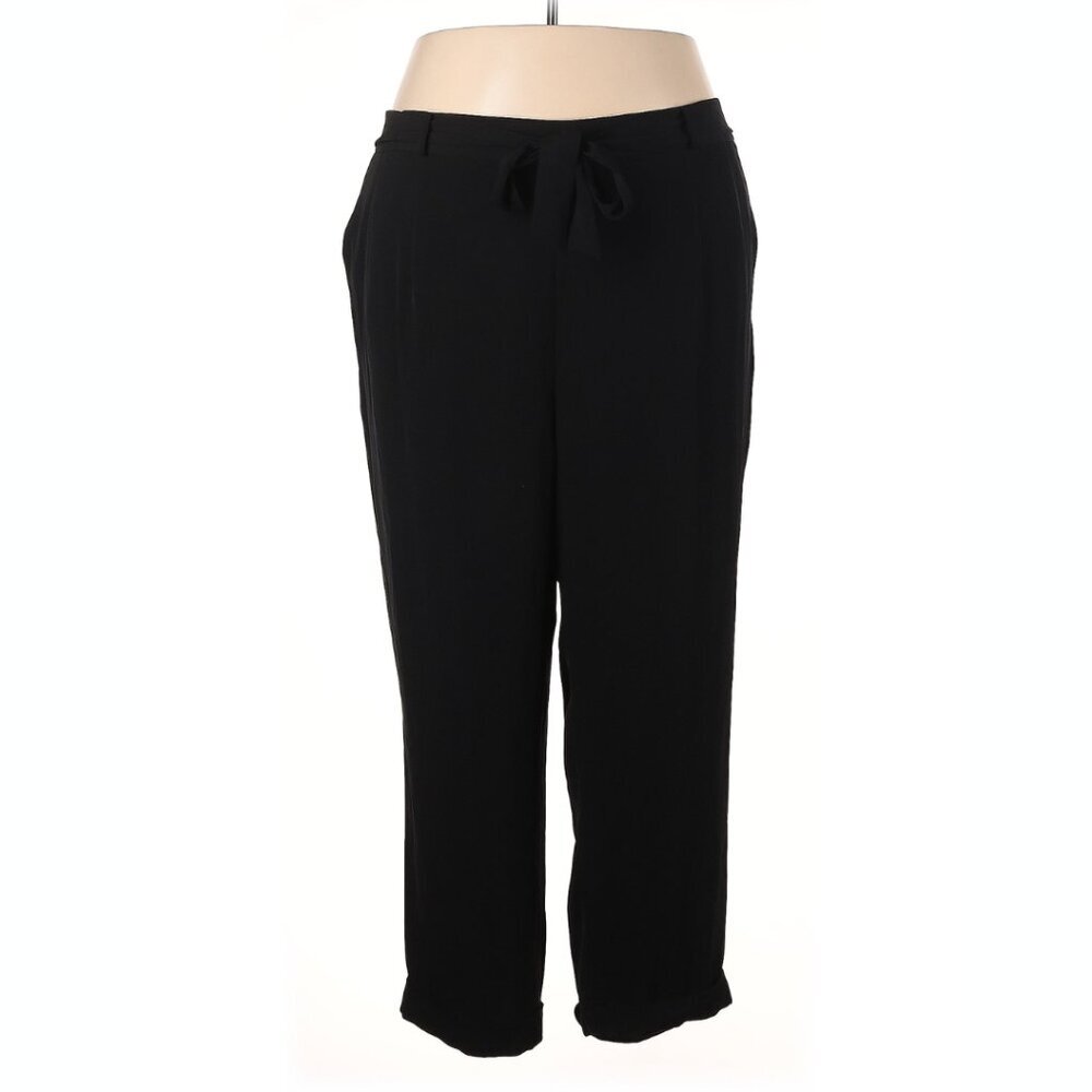 Calvin Klein black career crop elastic waist plus size work dress pants sz 22 - Picture 2 of 6